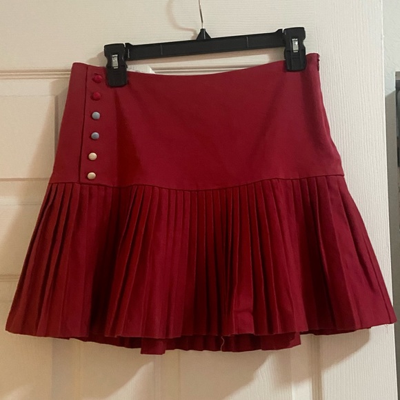 Ruth Stunning Red Pleated Mini Skirt Cotton - Anthropologie Size 6 - Picture 2 of 5